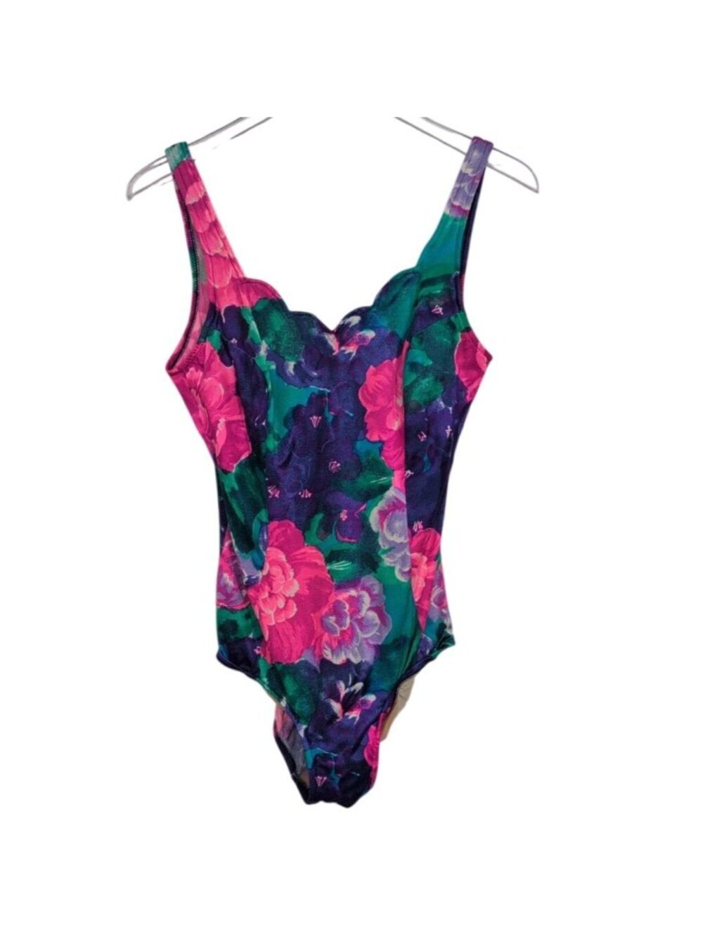 Maxine of Hollywood Floral One Piece Swimsuit Womens Size 14 Whimsigoth Vintage